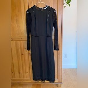 Long mid-calf black Zara dress with lace SZ XS